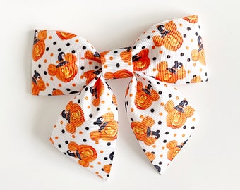 Mickey Mouse Pumpkin Hair Bow, Halloween Hair Bow, Halloween Hair Clip, Pumpkin Hair Clip, Theme Bow, Inspired Hair Clip, Pumpkin Bow