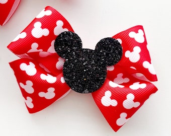 Minnie Mouse Ribbon Bow, Disney Hair Bow, Disney Park Hair Clip, Daisy Hair Bow, Minnie Mouse Hair Clip, Red Minnie Mouse Hair Bow