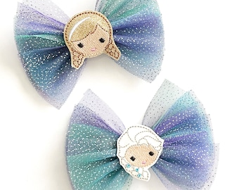 Frozen Hair Bow, Disney Princess Hair Bow, Handmade Inspired Bow, Frozen Inspired Hair Bow, Queen Elsa Hair Bow, Princess Anna Hair Bow