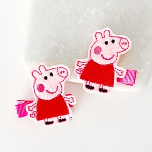 Pink Pig Felt Hair Clip: Glitter Birthday Party Favor