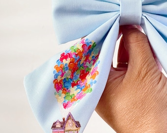 Up Hair Bow, Disney Hair Bow, Large Fabric Bow, Pixar Up Disney Hair Bow, Up Pixar Hair Bow, Movie Up Hair Bow
