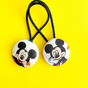 Mickey Mouse Ponytail Holder, Mickey Hand Ponytail Holder, Disney Hair Elastic, Disney Ponytail Holder, Cover Fabric Button Hair Tie, Mickey