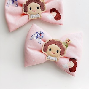 Princess Leia Hair Bow: Pink Star Wars Fabric Hair Clip