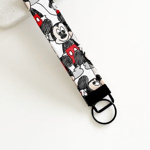 Mickey Mouse Wristlet, Disney Wristlet, Mickey Fabric Keychain Key Fob, Mickey Keychain, Disney Fabric Wrist Keychain, Mickey Mouse