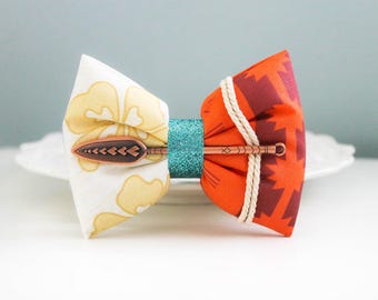 Moana Hair Bow with Copper Paddle Clip