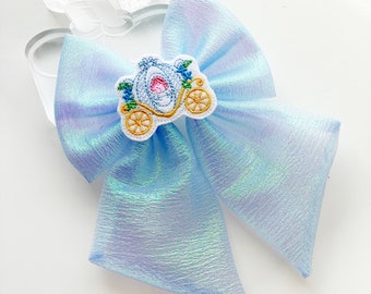 Cinderella Hair Bow, Carriage Hair Bow, Disney Fabric Bow, Disney Princess Hair Bow, Disney Cinderella Hair Bow