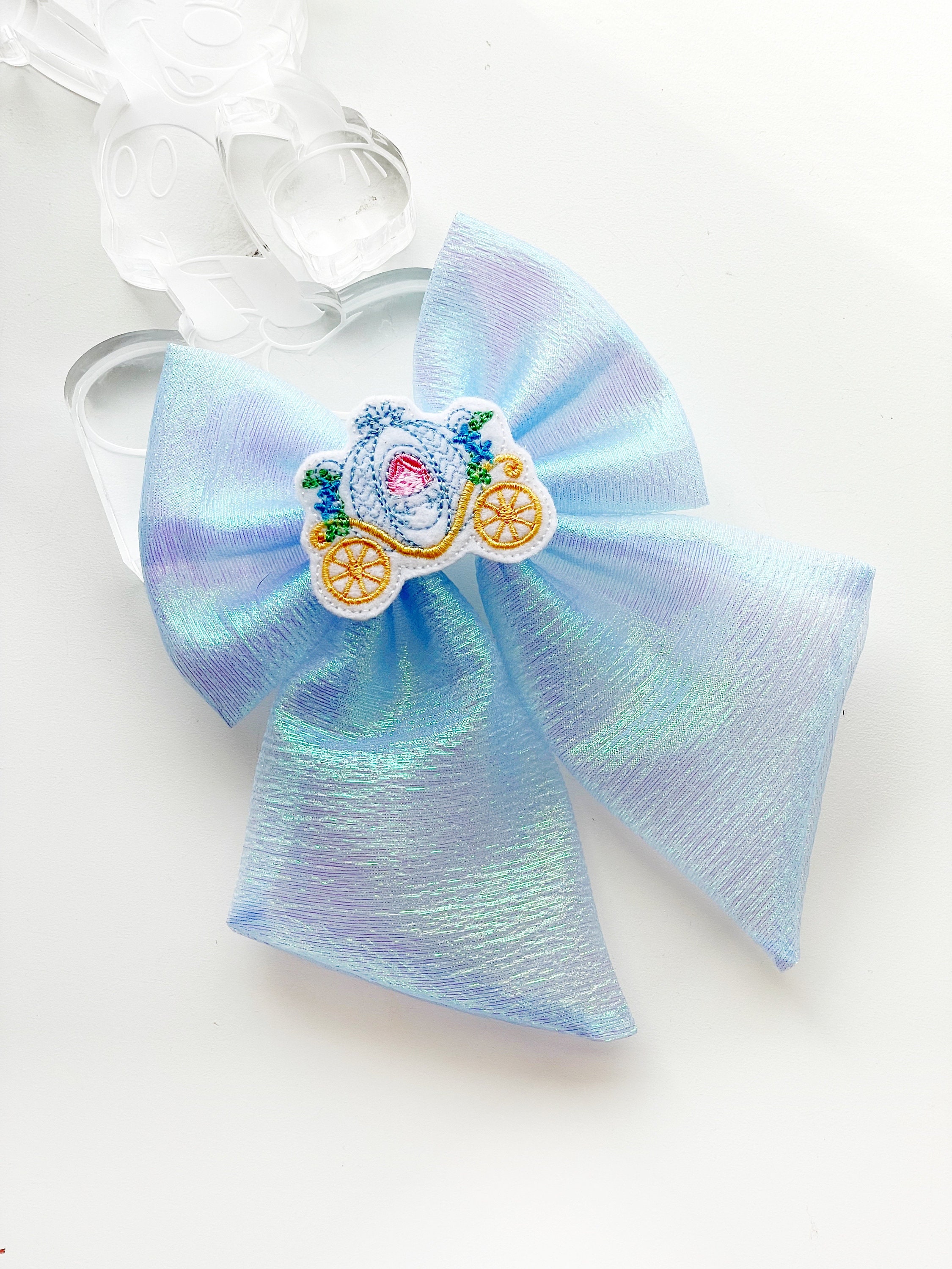 Cinderella Hair Bow, Carriage Hair Bow, Disney Fabric Bow, Disney Princess Hair Bow, Disney Cinderella Hair Bow