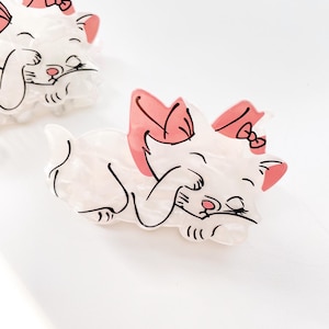 Kitty Cat Hair Clip Claw, Acetate Hair Claw for Women, The Aristocats Hair Clip Claw, White Cat Hair Claw Clip