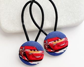 Cars Ponytail Holders: Lightning McQueen Fabric Hair Ties