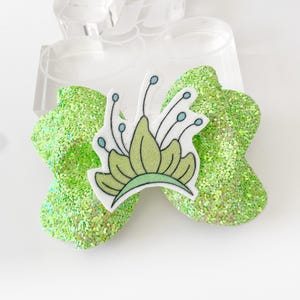 Tiana Hair Bow, The Princess And The Frog Hair Bow, Tiana Hair Clip, Glitter Tiana Hair Bow, Faux Leather Bow, Disney Princess Hair Clip