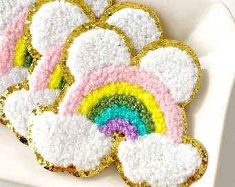 Chenille Minnie arc-en-ciel, écusson Minnie arc-en-ciel, fer à repasser Disney, écusson chenille, fer à repasser Disney, écusson oreilles arc-en-ciel Disney