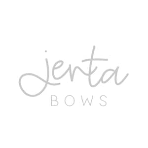 May include: The logo for Jenta Bows features the brand name in a light gray, handwritten-style font. Below the name, the word "BOWS" is written in a simple, sans-serif font, also in light gray, against a white background.