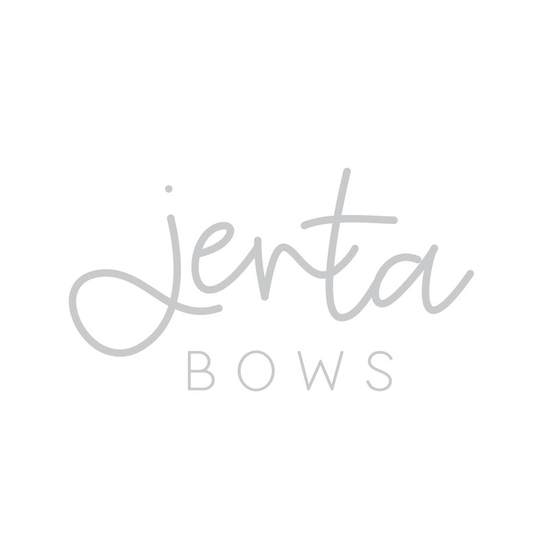 May include: The logo for Jenta Bows features the brand name in a light gray, handwritten-style font. Below the name, the word "BOWS" is written in a simple, sans-serif font, also in light gray, against a white background.