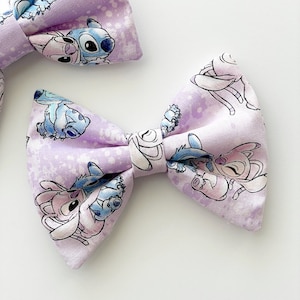 Stitch And Angel Hair Bow, Stitch Inspired Hair Bow, Disney Inspired Hair Clip, Stitch And Angel Hair Clip, Stitch Hair Clip, Angel Bow