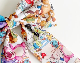 Toy Story Hair Bow, Jessie Woody Hair Bow, Toy Story Doodle Fabric Bow, XL Disney Hair Bow, Disney Hair Bow