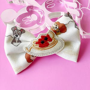 Lady and the Tramp Bow, Animal Lovers Hair Bow, Disney Inspired Hair Clip, Lady Hair Bow, Dogs Hair Clip, Disney Park Hair Bow