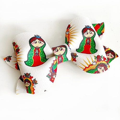 Noeud pour cheveux Virgen de Guadalupe : Noeud Virgencita en feutre (3,5 pouces)