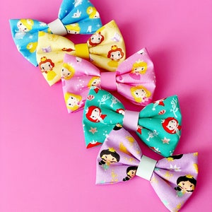 Princess Hair Bow Clip,  Princess Fabric Bow, Princess Jasmine Hair Bow, Aurora Hair Clip, Cinderella Hair Bow, Belle Hair Bow, Ariel Bow