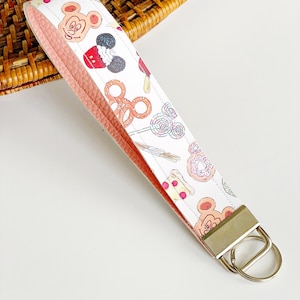 Mickey Mouse Wristlet, Disney Snacks Wristlet, Soft Faux Leather Keychain Key Fob, Mickey Keychain, Disney Snacks And Sweets Wrist Keychain