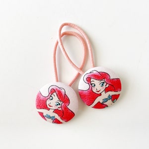 Ariel Hair Tie: Little Mermaid Fabric Button Ponytail Holder