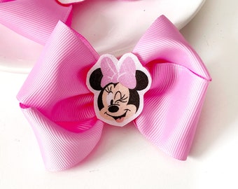 Minnie Mouse Inspired Ribbon Bow, Disneyland Hair Bow, Disney Park Hair Clip, Minnie Hair Bow, Minnie Ribbon Hair Clip, Minnie Hair Bow