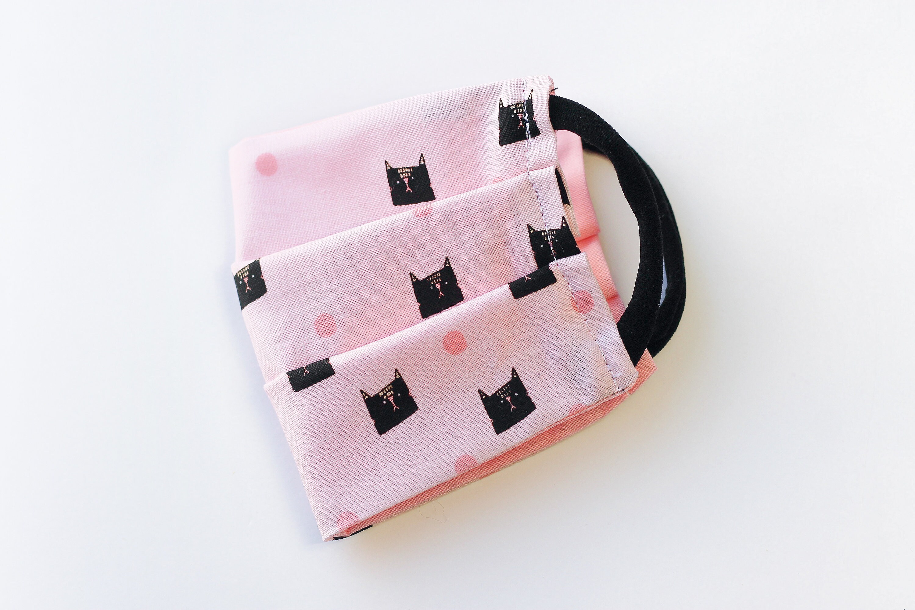 Pink And Black Kitty Mask Kitty Cat Face Mask 100% Cotton | Etsy