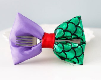 The Little Mermaid Hair Bow, Disney Princess Hair Bow, Princess Ariel Hair Bow, Dinglehopper Clip, Disney Hair Accessories For Women, Ariel