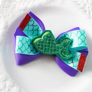 Lazo para el cabello de Ariel, lazo de La Sirenita, pinza para el cabello de Ariel, pinza para La Sirenita, lazo con temática de cumpleaños, lazo de princesa Disney, lazo para el cabello inspirado en sirenas