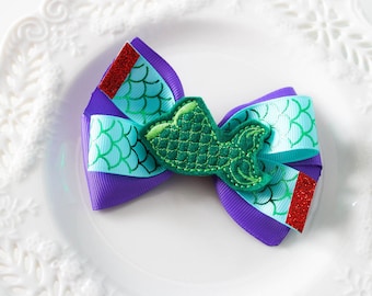 Ariel Inspired Hair Bow: Mermaid Tail Clip, Birthday Party Accessory