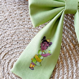 TIana Hair Bow, Princess And The Frog Hair Bow, Tiana Fabric Bow, XL Disney Hair Bow, Disney Hair Bow, Disney Princess Hair Bow