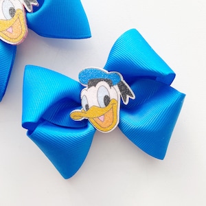 Donald Duck Boutique Ribbon Bow, Disneyland Hair Bow, Disney Park Hair Clip, Daisy Hair Bow, Donald Duck Hair Clip, Blue Donald Hair Bow