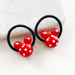 Mickey Mouse Ponytail Holder, Mickey Mouse Ponytail Holder, Disney Hair Elastic, Disney Ponytail Holder, Minnie Red Bow Hair Tie, Gift