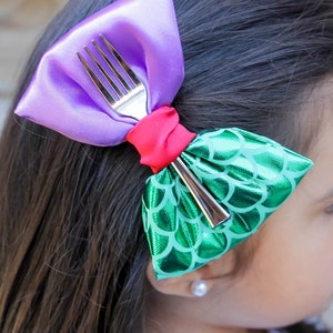 The Little Mermaid Hair Bow, Disney Princess Hair Bow, Princess Ariel Hair Bow, Dinglehopper Clip, Disney Hair Accessories For Women, Ariel image 3
