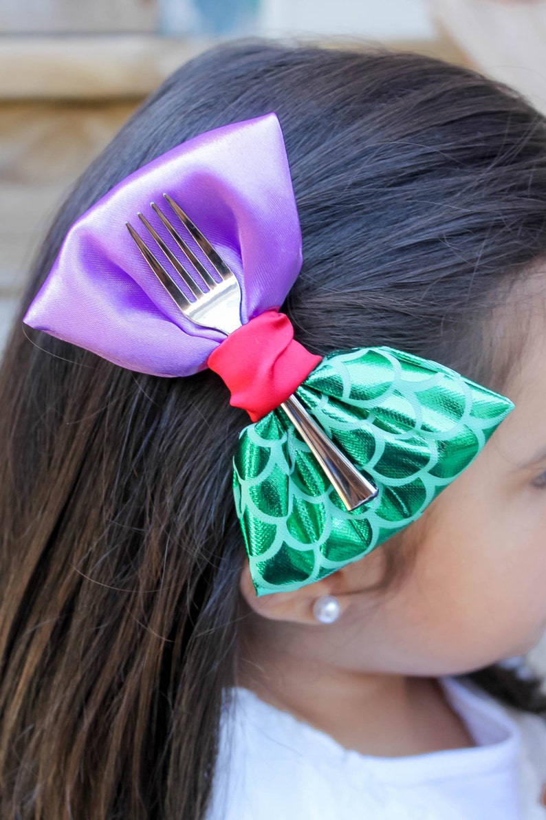 The Little Mermaid Hair Bow, Disney Princess Hair Bow, Princess Ariel Hair Bow, Dinglehopper Clip, Disney Hair Accessories For Women, Ariel image 3