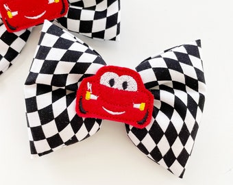 Lightning McQueen Hair Bow, Cars Hair Bow, Disneyland Hair Clip, Racing Car Hair Bow, Cars Hair Clip, Disney Park Bow, Car Puffy Hair Bow