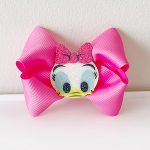 Daisy Duck Boutique Ribbon Bow, Disneyland Hair Bow, Disney Park Hair Clip, Daisy Hair Bow, Pink Daisy Duck Hair Clip, Daisy Duck Hair Bow