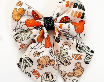 Disney Halloween Hair Bow: Mickey And Minnie Fabric Bow,