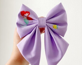 Ariel Hair Bow, The Little Mermaid Fabric Hair Bow, Disney Princess Fabric Bow, Little Mermaid Hair Bow, Disney Inspired Fabric Hair Bow