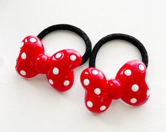 Minnie Mouse Ponytail Holder, Minnie Hand Ponytail Holder, Disney Hair Elastic, Disney Ponytail Holder, Minnie Red Bow Hair Tie, Minnie