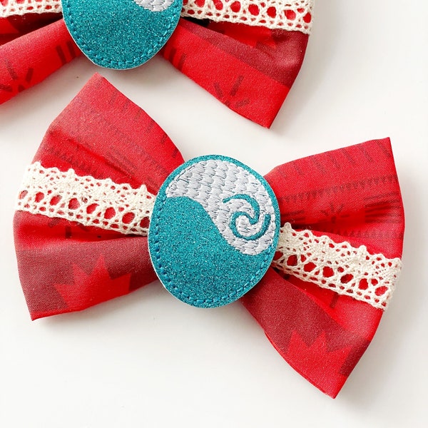 Moana Inspired Fabric Bow, Disneyland Hair Bow, Disney World Hair Clip, Moana Hair Bow, Hawaii Bow Clip, Disney Park Bow