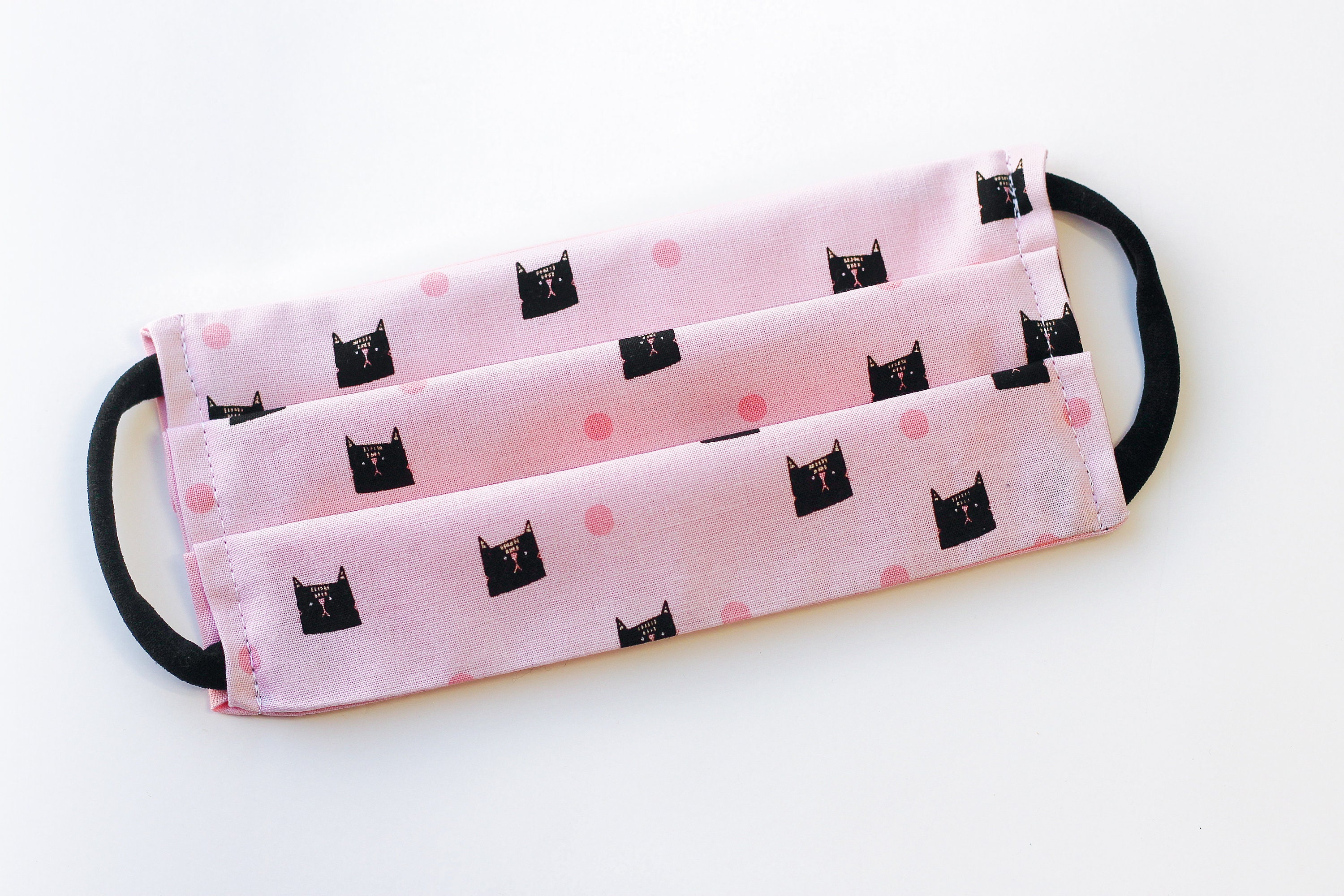 Pink And Black Kitty Mask Kitty Cat Face Mask 100% Cotton | Etsy