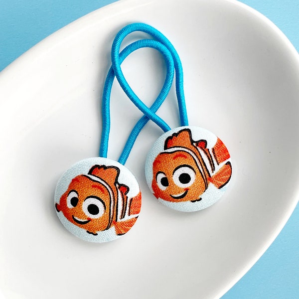 Finding Nemo Hair Elastic Tie, Nemo Ponytail Holder, Nemo Hair Elastic, Disney Ponytail Holder, Cover Button Hair Tie, Finding Nemo Hair Tie