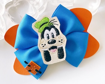 Goofy Hair Bow, Disney Character Hair Clip, Vegan Leather