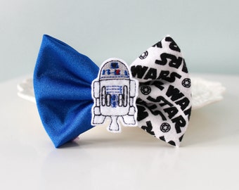 R2D2 Hair Bow, Star Wars Hair Bow, Black And White Hair Clip, Artoo Bow, Classic Hair Bow, R2D2 Star Wars Inspired, Gift For Her, Star Wars