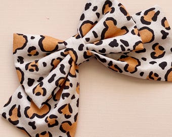 Mickey Leopard Print Hair Bow, Animal Kingdom Inspired