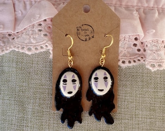 No-Face Melting Clay Earrings, Spirited Away, Kaonashi