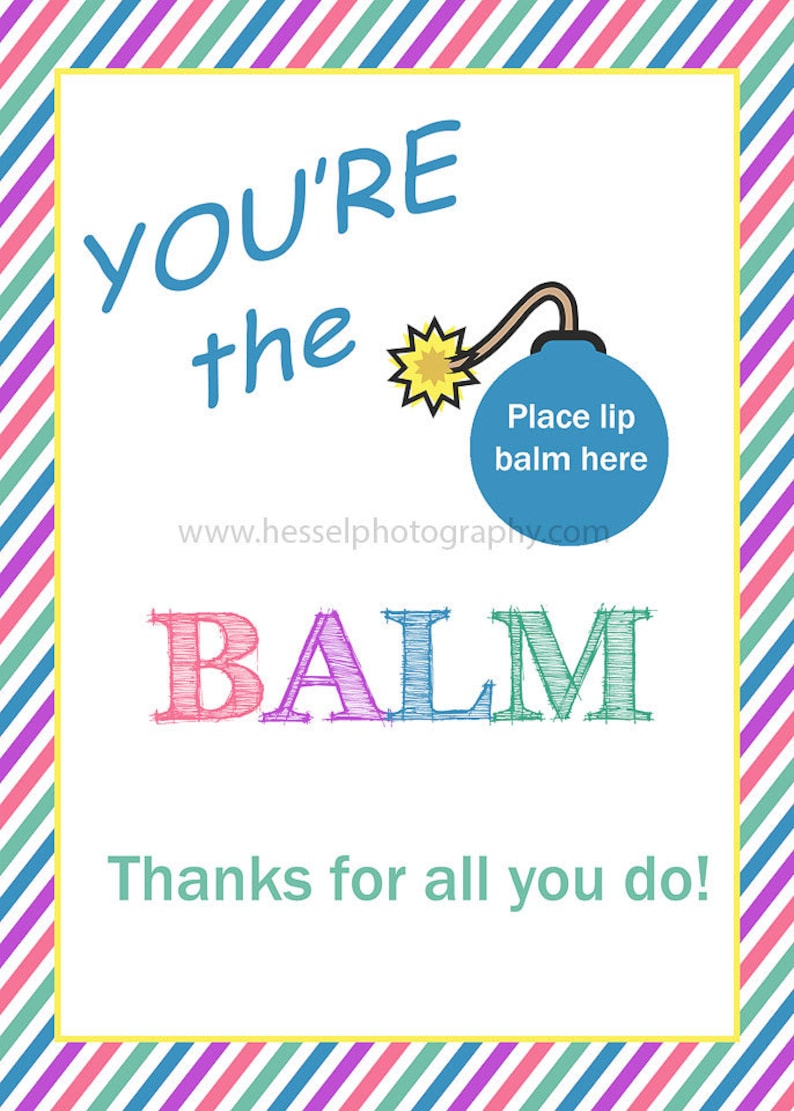 Printable Pastel Lip Balm Round Balm Teacher Thank You - Etsy