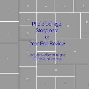 PSD Photo Storyboard Collage, year in review collage, psd template, storyboard template, photoshop templates, year end review