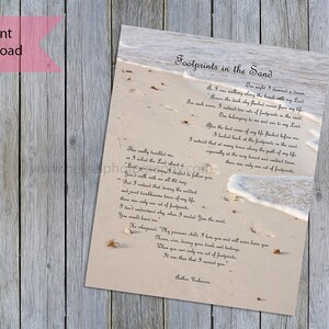 Empreintes de pas dans le sable, poème imprimable, c&#39;est alors que moi, citation inspirante, art des Écritures, verset biblique, art imprimable de plage, chrétien
