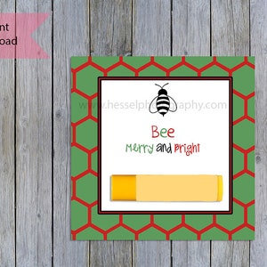 Étiquette de baume à lèvres de Noël imprimable, merci à l’enseignant, appréciation de l’enseignant, cadeau de l’enseignant, porte-baume à lèvres, joyeux des abeilles, chap, baume à lèvres, bâton